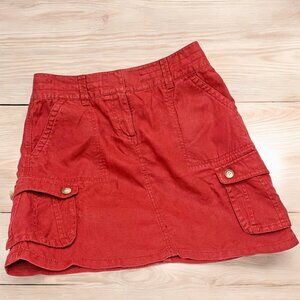 Ann Taylor Crimson 100% Linen‎ Cargo Mini Skirt